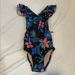 Tea Collection Floral Kids Swim One Piece - Blue and Pink